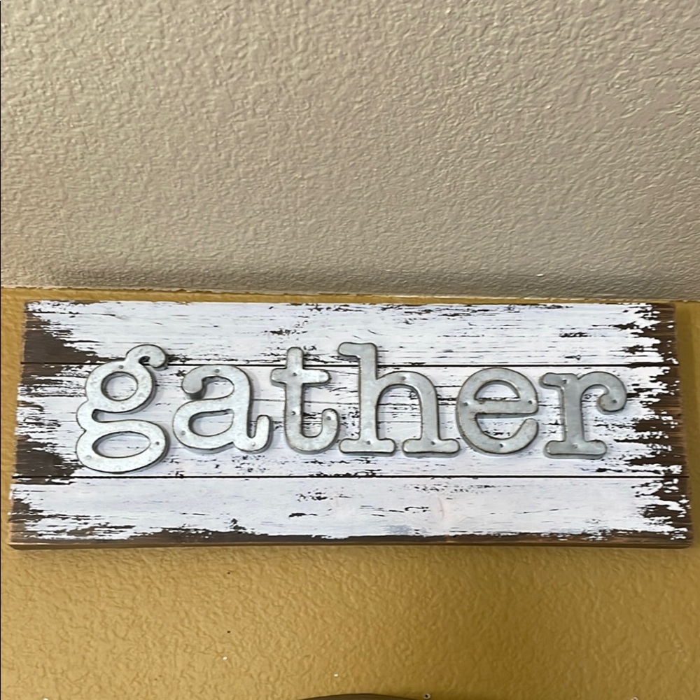 Rustic White and Brown Gather Wall Decor